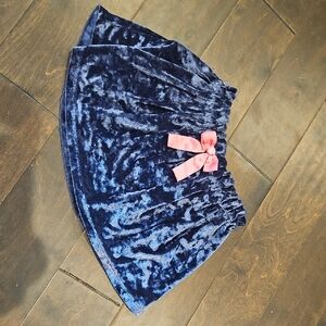 Velvet Blue Skirt with Pink Bow